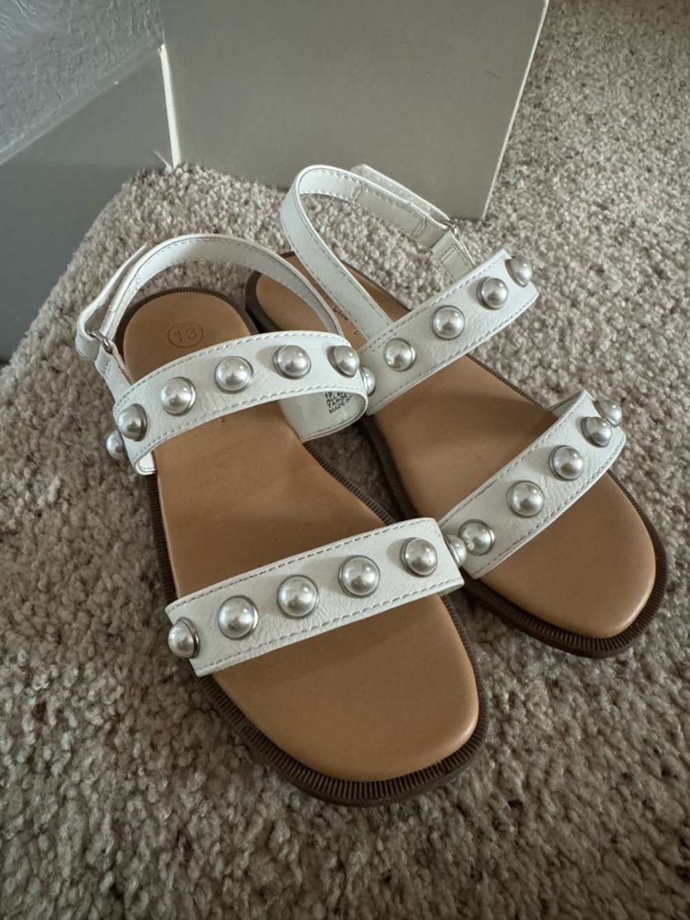 Cat & Jack White Studded Girl's Strappy Sandals